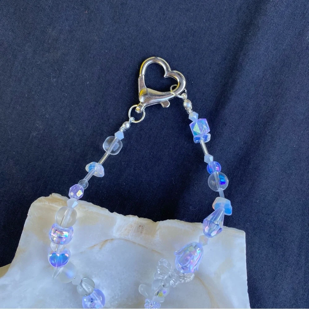 Crystal Vision Clear Beaded Rainbow Necklace Opal Butterflies Flowers Moon - Picture 9 of 11